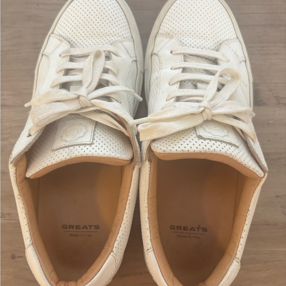 Women’s Greats White Perforated Lace-Up Sneakers - Picture 8 of 12